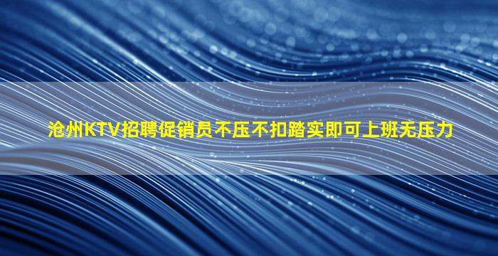 沧州KTV招聘促销员不压不扣踏实即可上班无压力